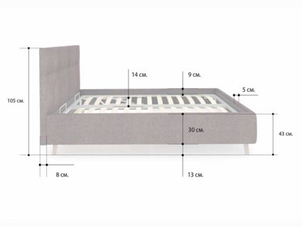 Кровать Сонум Bella Кашемир Синий 160х190
