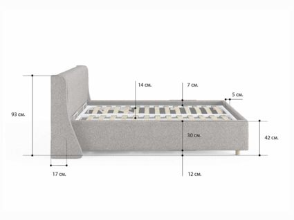 Кровать Сонум Barcelona Кашемир Горчичный (с подъемным механизмом) 140х200